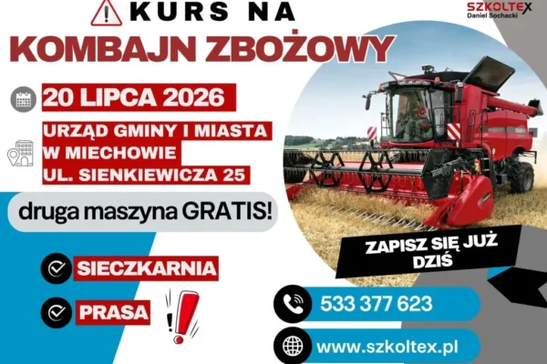 Kurs obsługi kombajnu zbożowego w gminie Słaboszów