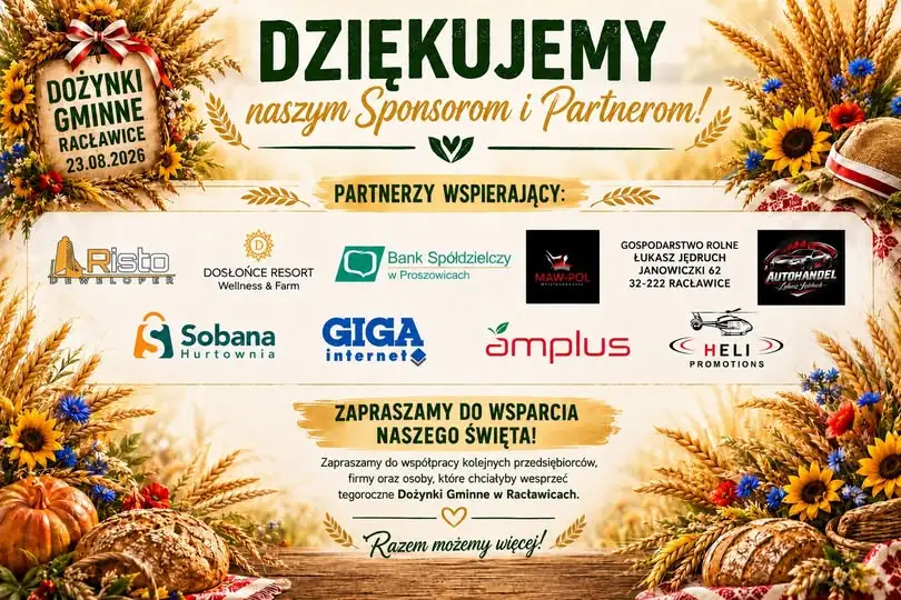Dożynki Gminne w Racławicach: dziękujemy sponsorom i zapraszamy do współpracy