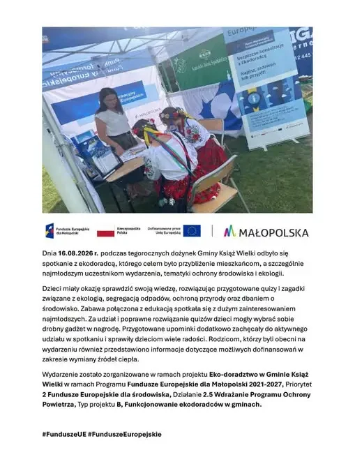 Ekodoradca na Dożynkach w Książu Wielkim – edukacja ekologiczna dla mieszkańców