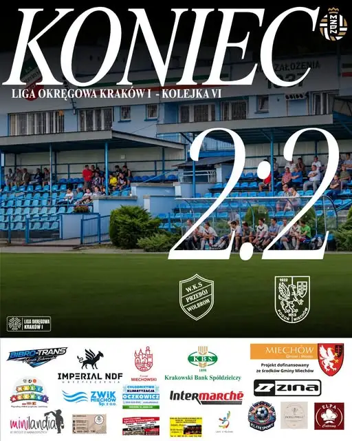 Pogoń Miechów remisuje z Wolbromiem. Niewykorzystane okazje kosztowały zwycięstwo