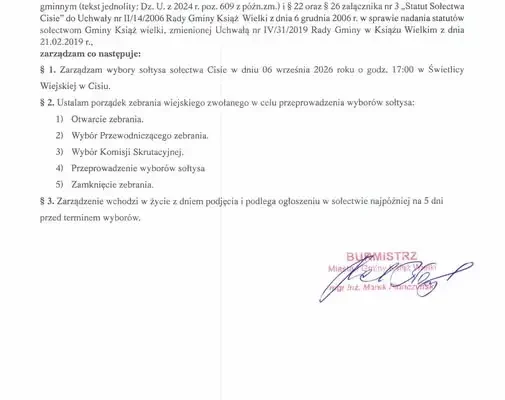 Wybory sołtysa w Cisiu – mieszkańcy zdecydują w niedzielę