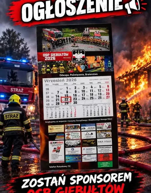OSP Giebułtów szuka sponsorów na kalendarz 2027 – okazja dla firm
