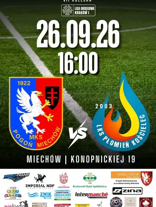 Pogoń Miechów kontra Płomień Kościelec – hit kolejki Ligi Okręgowej Kraków I