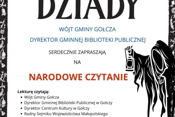 Narodowe Czytanie „Dziadów” w Gminie Gołcza – zaproszenie do Ulina Parku
